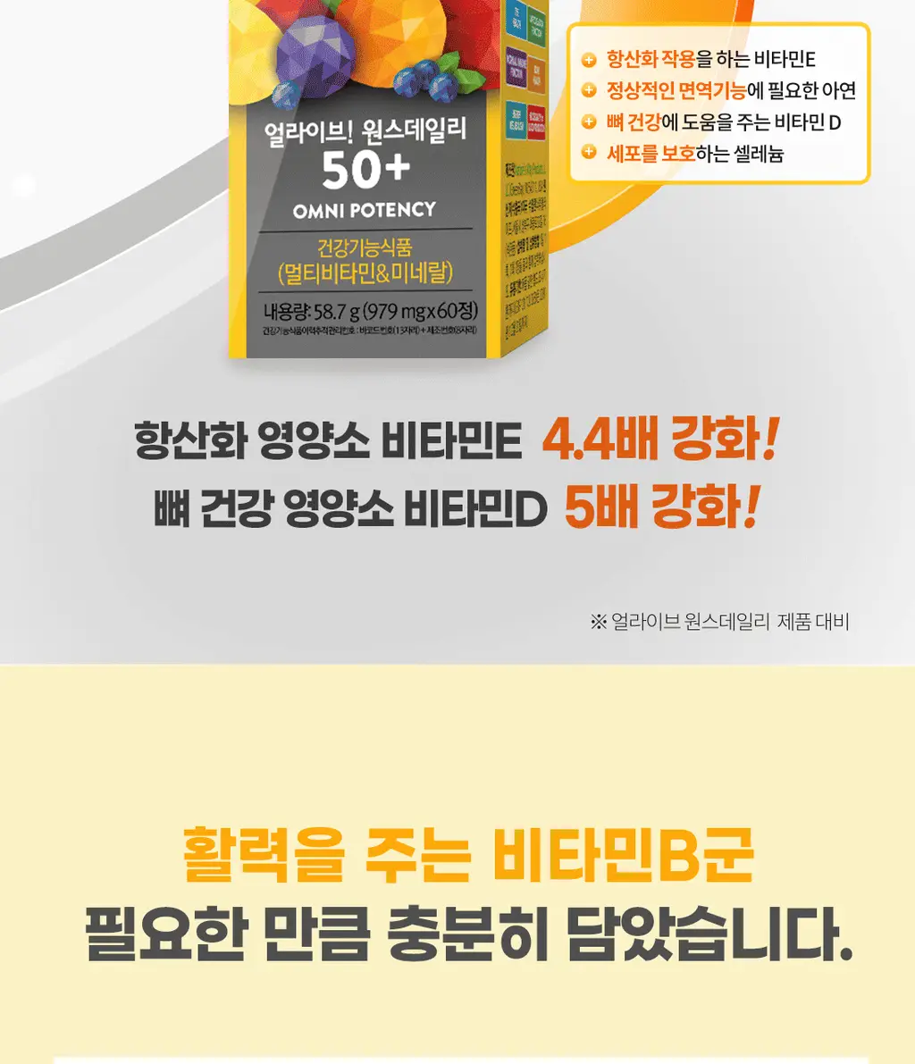 얼라이브 원스데일리 50+ 60정 (2개월분) 상세페이지 5