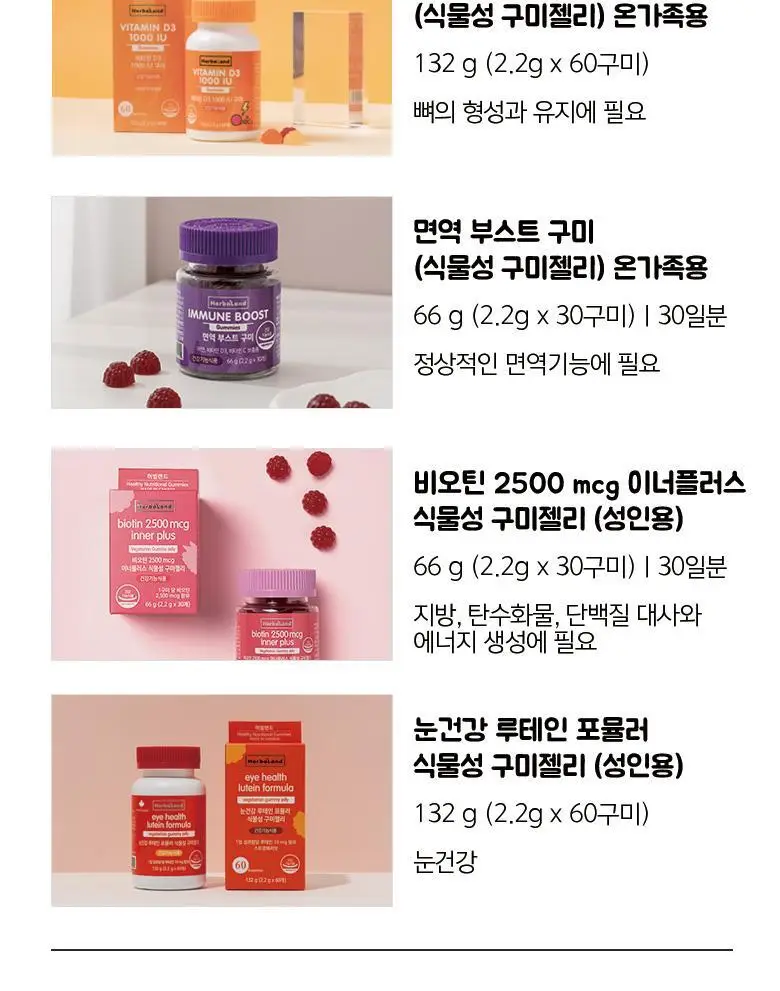 허벌랜드 이뮨 멀티비타민미네랄 식물성 구미젤리 (1개월분) 상세페이지 4