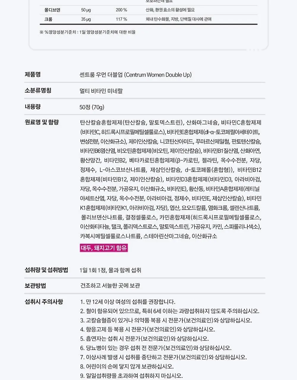 센트룸 멀티비타민 50정 4종 택1 상세페이지 22