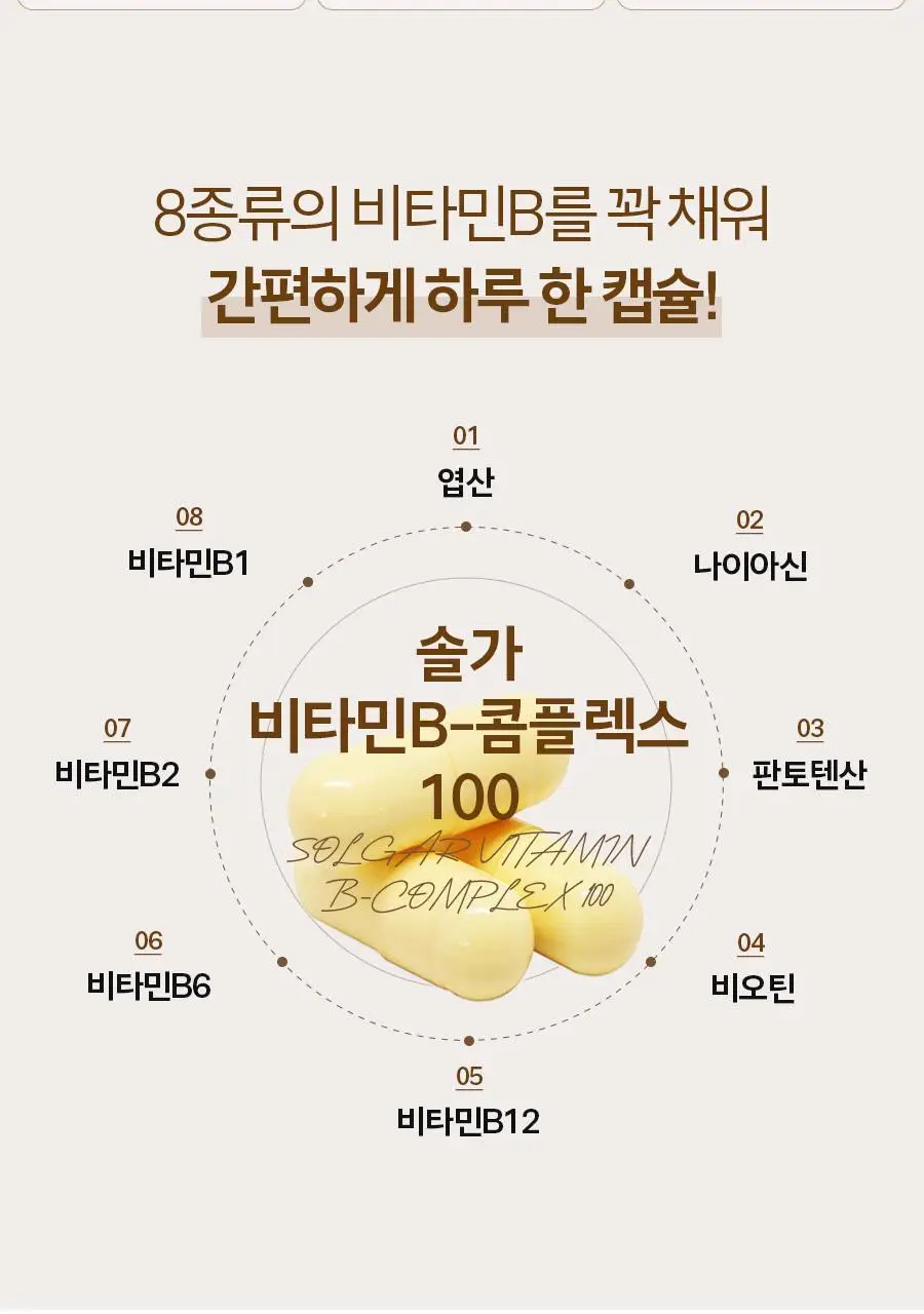 솔가 비타민 B-콤플렉스 100 (50캡슐/50일분) 상세페이지 5
