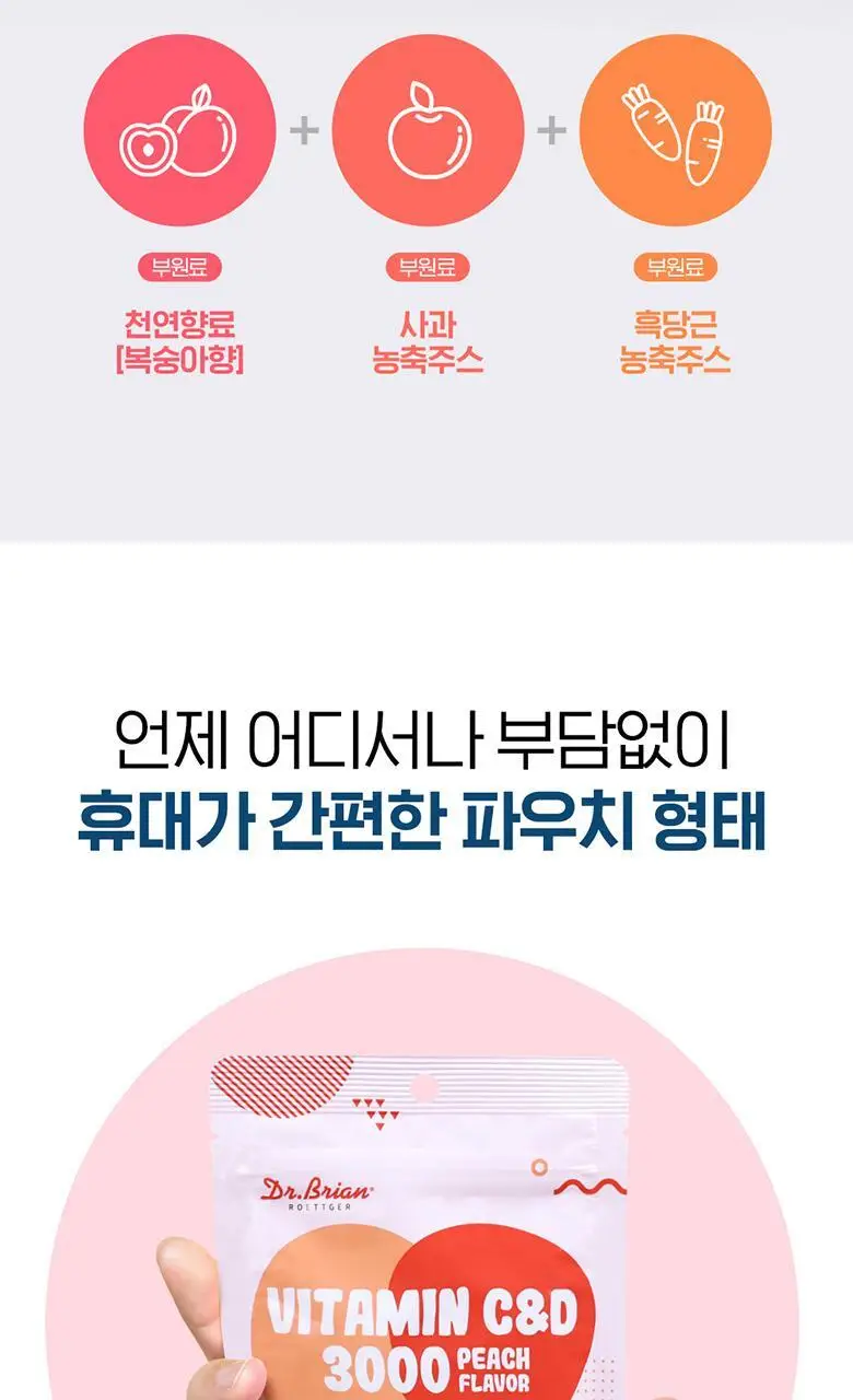 닥터브라이언 복숭아맛구미 비타민C&D 3000 15구미 (5일분) 상세페이지 10