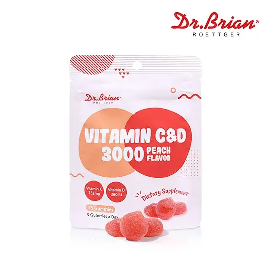 닥터브라이언 복숭아맛구미 비타민C&D 3000 15구미 (5일분)