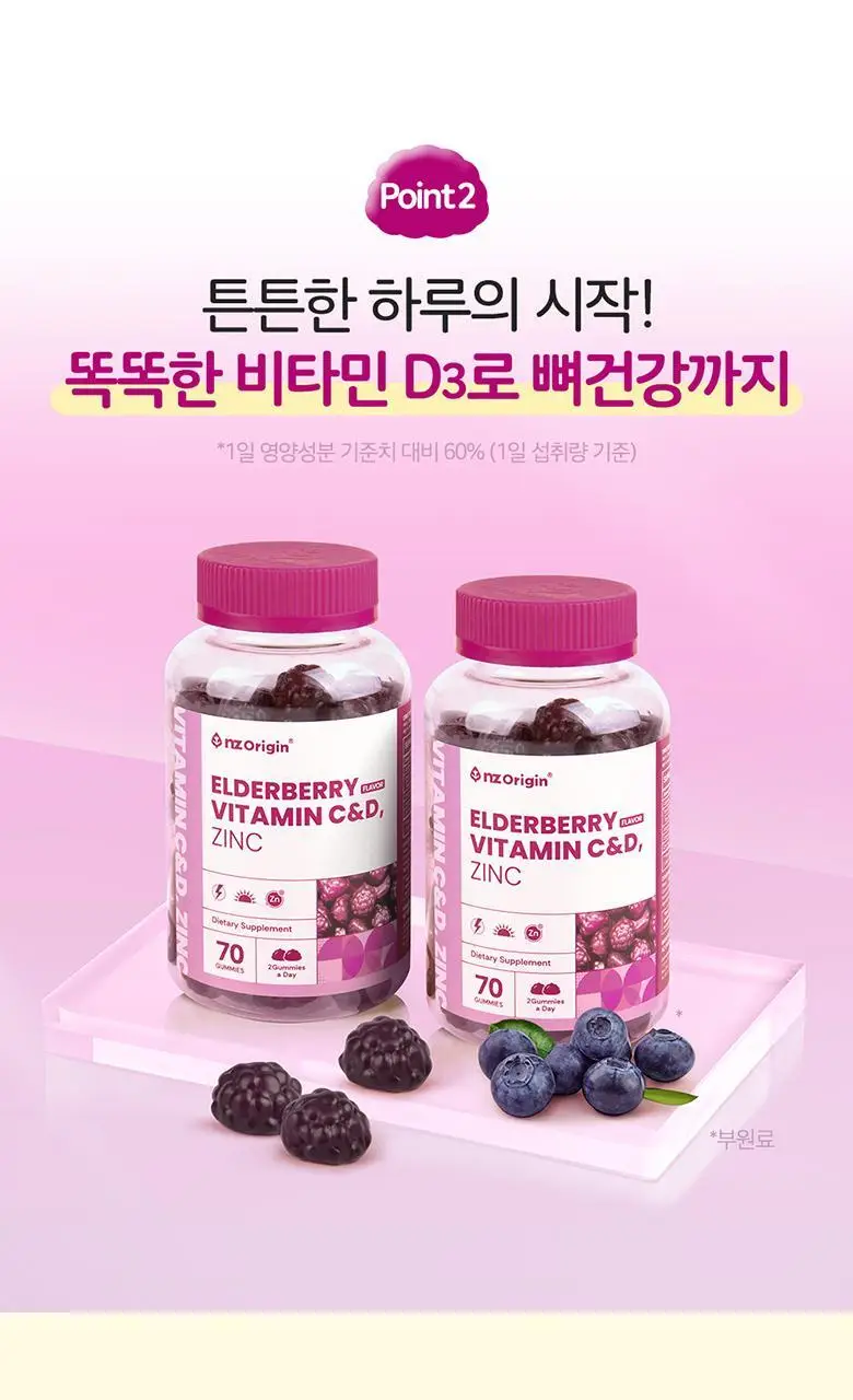엔젯오리진 엘더베리 플레이버 비타민 C&D, 아연 3,000mg 70구미 (35일분) 상세페이지 38