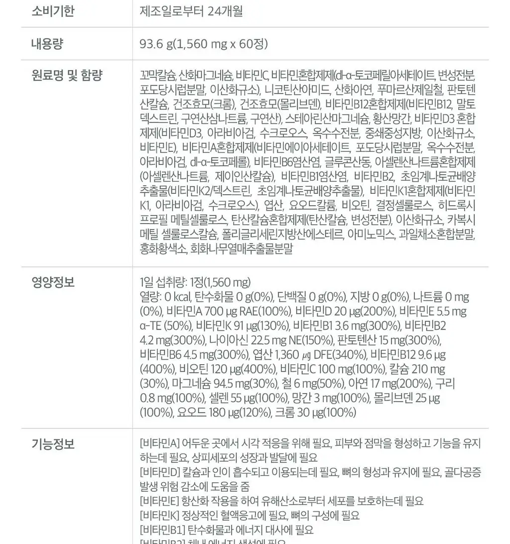 닥터린 23종 영양성분 올인원 멀티비타민미네랄 맥스 60정 (2개월분) 상세페이지 31