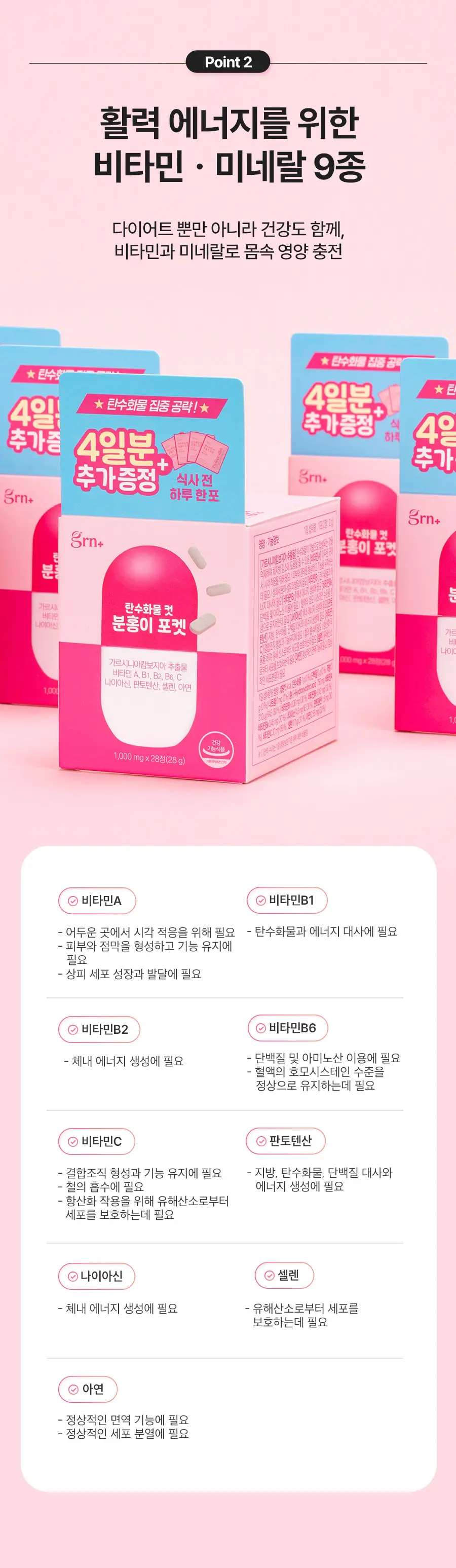 grn+ 탄수화물 컷 분홍이 포켓 10포+4포증정 (14일분) 상세페이지 8