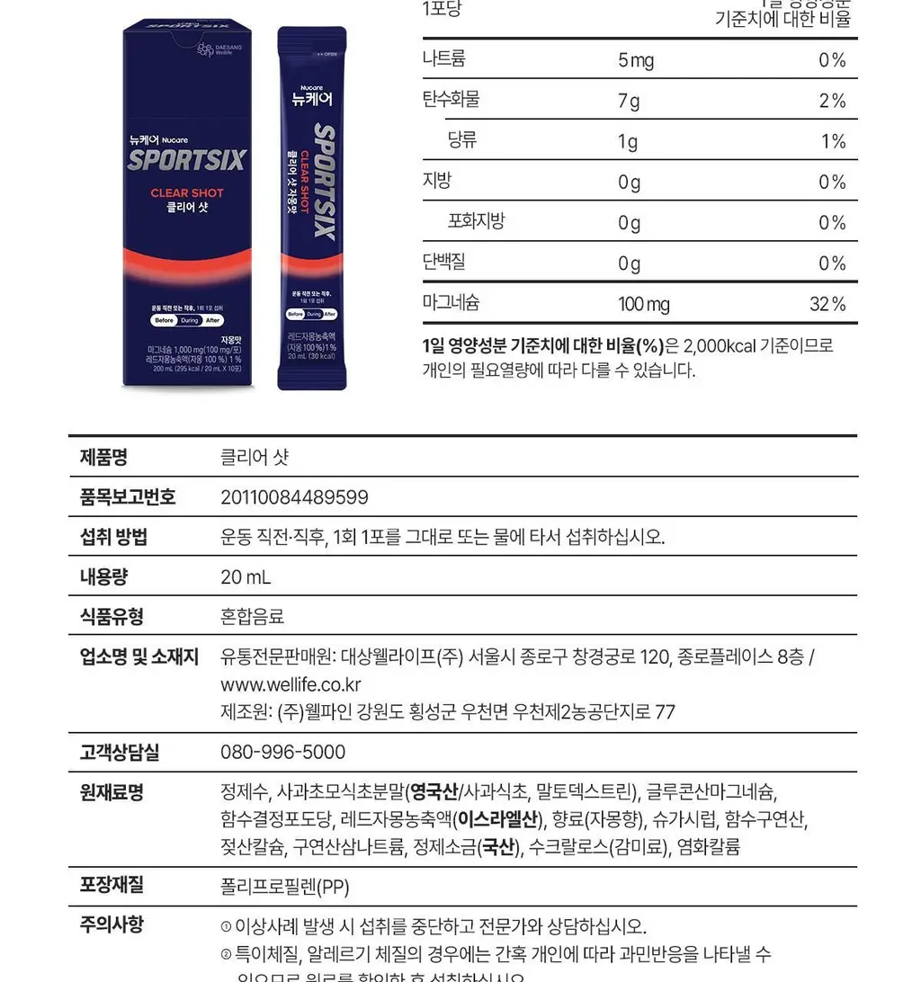 뉴케어 스포식스 클리어 샷 1포 (20mlx1ea) 상세페이지 24