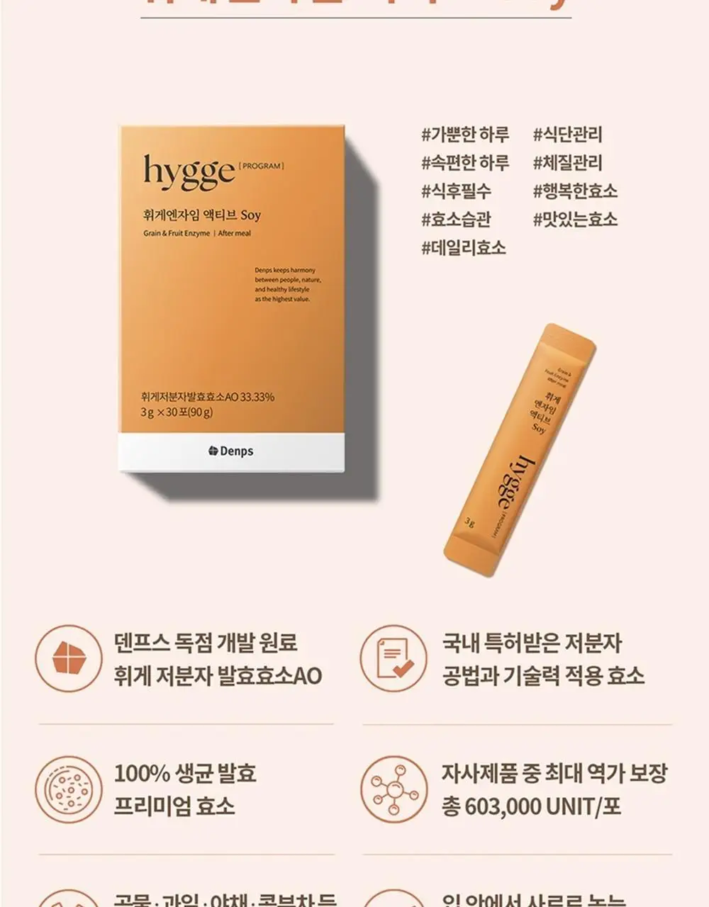 덴프스 휘게엔자임 액티브 Soy 30포(1개월분) 상세페이지 6