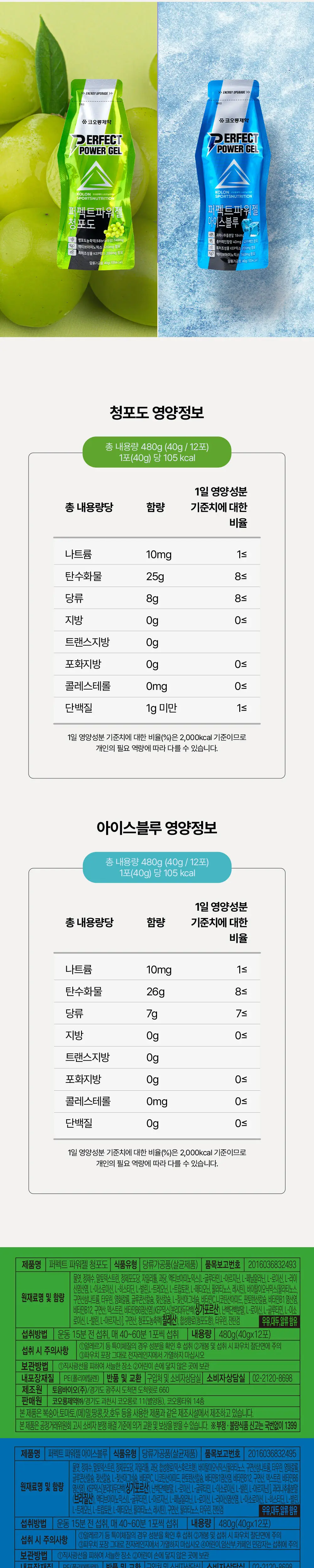 코오롱제약 퍼펙트 파워젤 40g (청포도맛/아이스블루맛 택1) 상세페이지 9