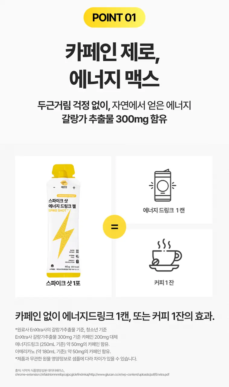 PNBG 스파이크 샷 에너지 드링크 젤 10포 (5일분) 상세페이지 6