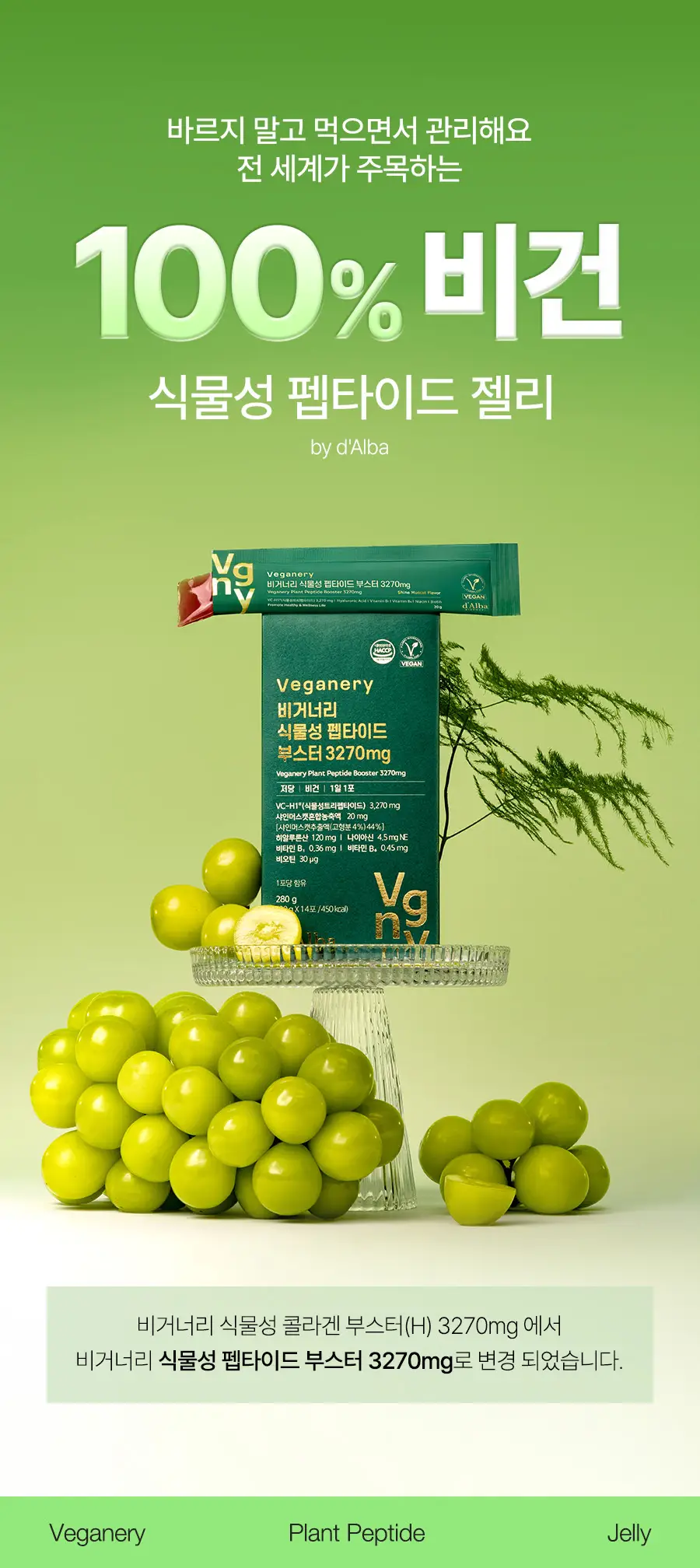 비거너리바이달바 식물성 펩타이드 부스터 3270mg 7포(+7포) (14일분) 상세페이지 2