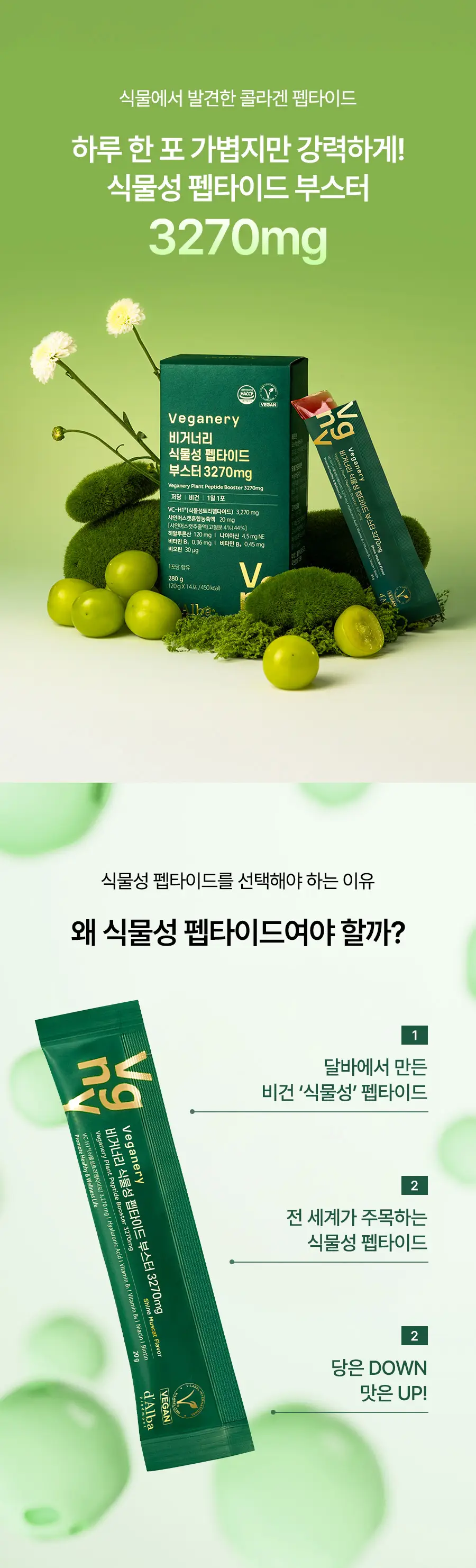 비거너리바이달바 식물성 펩타이드 부스터 3270mg 7포(+7포) (14일분) 상세페이지 5