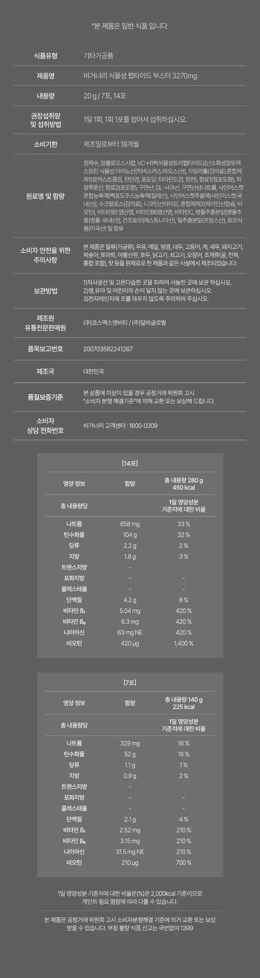 비거너리바이달바 식물성 펩타이드 부스터 3270mg 7포(+7포) (14일분) 상세페이지 17