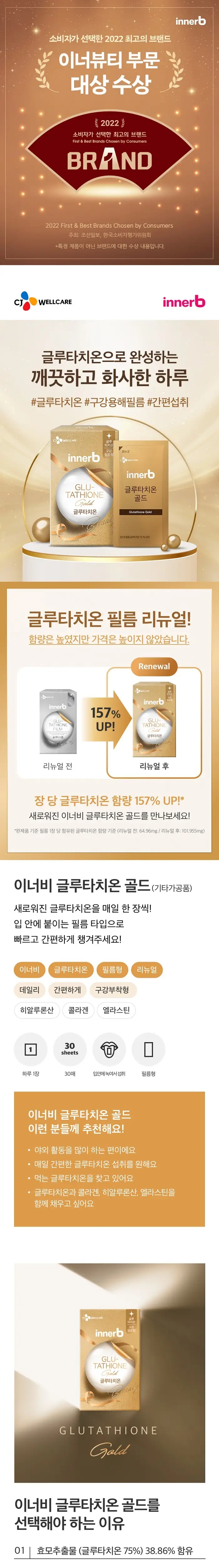 CJ 이너비 글루타치온골드 30매 (1개월분) 상세페이지 2