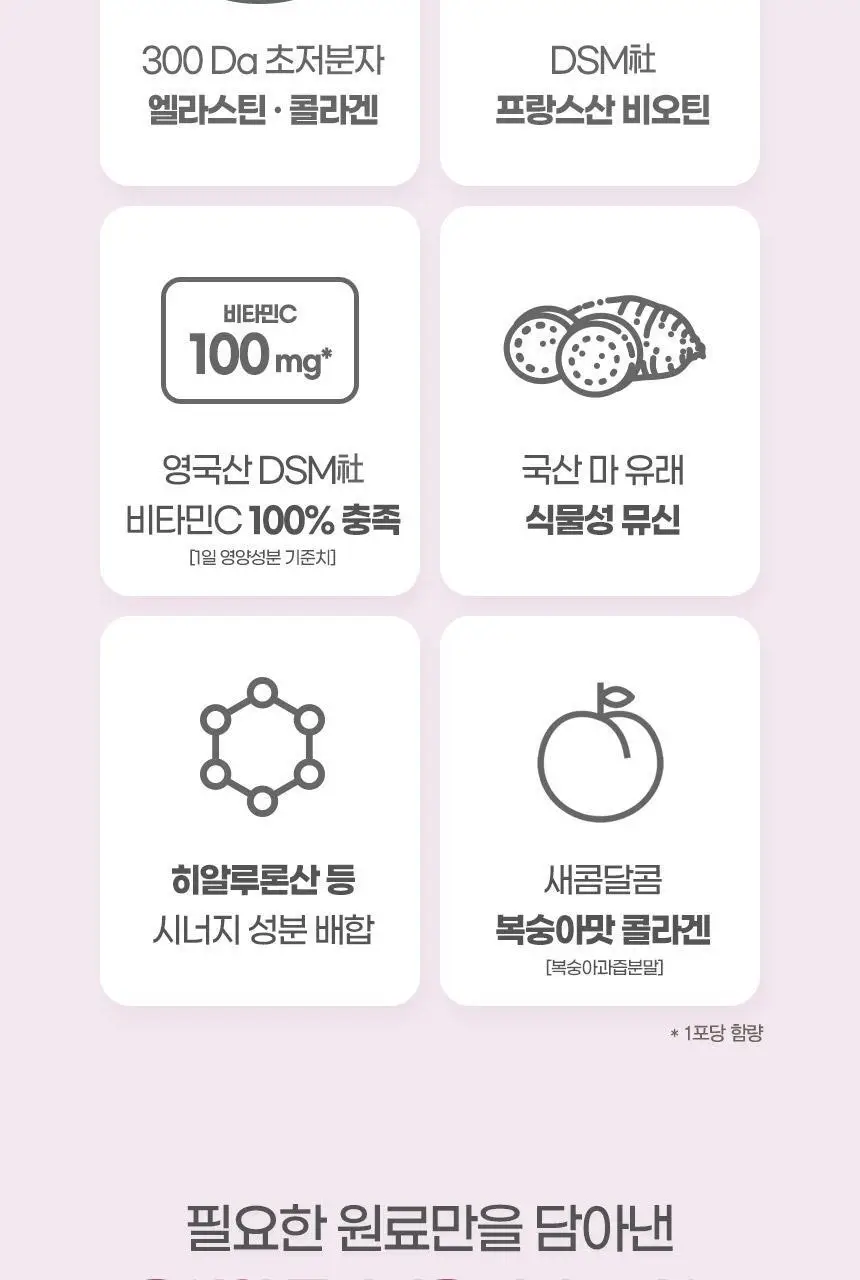 GNM 엘라스틴 저분자 콜라겐 비오틴 비타민C 15포 1박스(15일분) 상세페이지 10