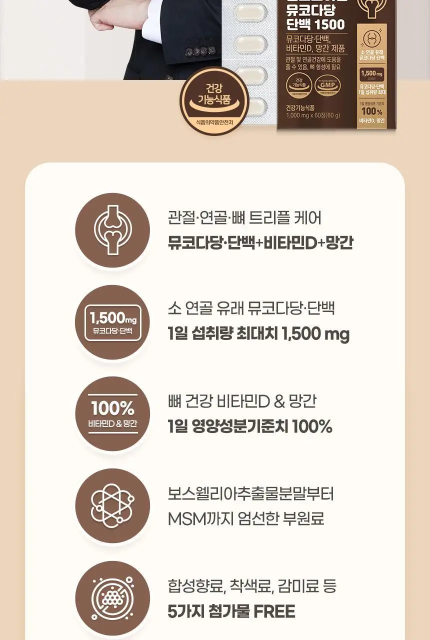 GNM 관절 연골엔 콘드로이친 뮤코다당단백 1500 60정 (30일분) 상세페이지 8