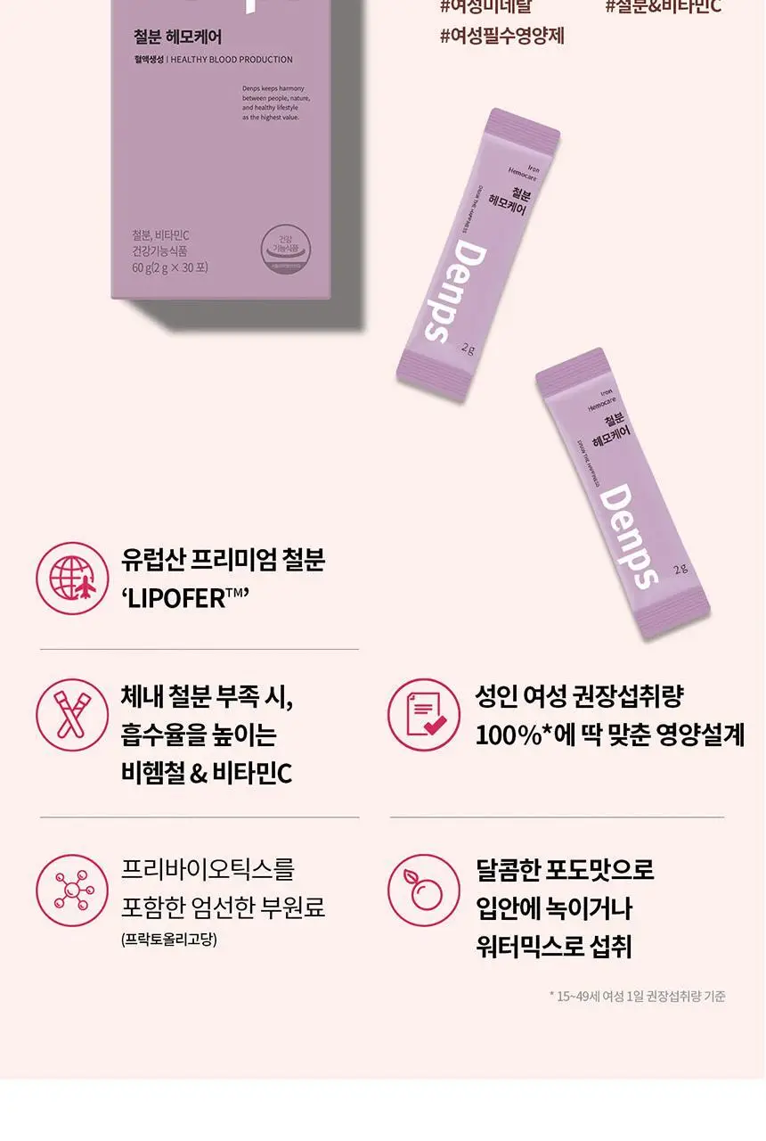 덴프스 철분 헤모케어 1/2/3박스 (1/2/3개월분) 상세페이지 7