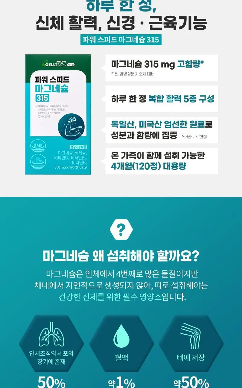 셀트리온 이너랩 파워 스피드 마그네슘 315 120정 (4개월분) 상세페이지 4