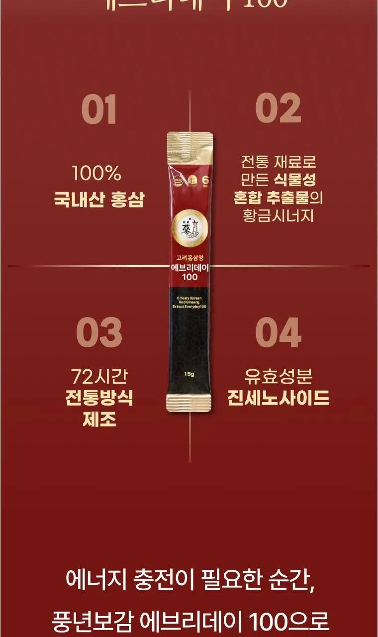 풍년보감 6년근 고려홍삼정 에브리데이100 홍삼스틱 선물세트 15g x 60포 (+쇼핑백 증정) 상세페이지 24