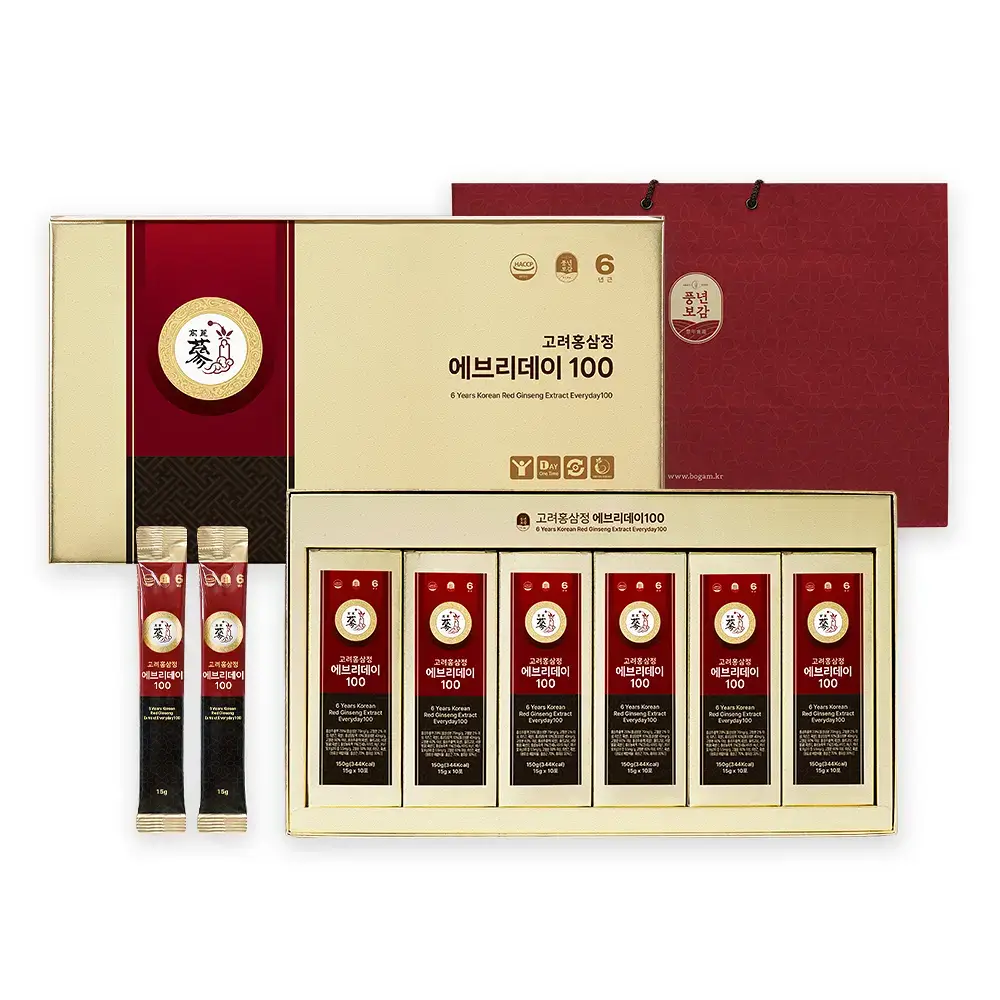 풍년보감 6년근 고려홍삼정 에브리데이100 홍삼스틱 선물세트 15g x 60포 (+쇼핑백 증정)