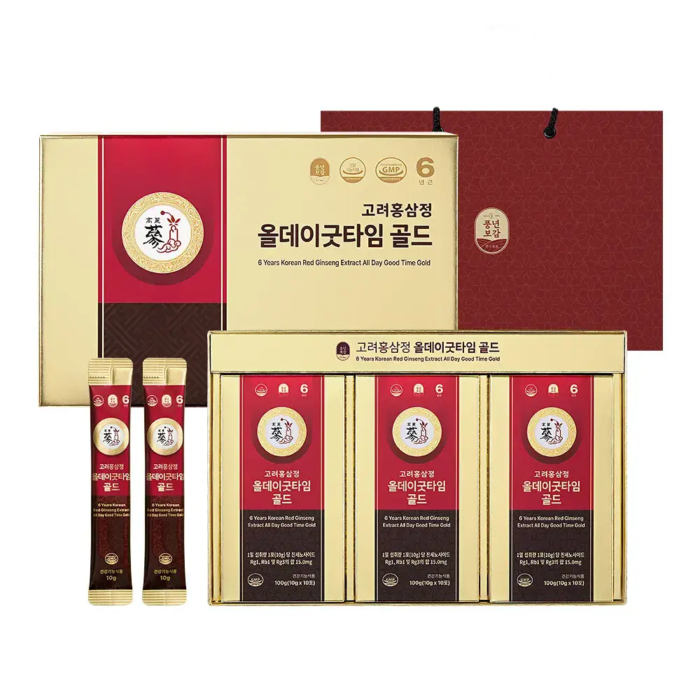 풍년보감 6년근 고려홍삼정 올데이굿타임 골드 홍삼스틱 선물세트 10g x 30포 (+쇼핑백 증정)