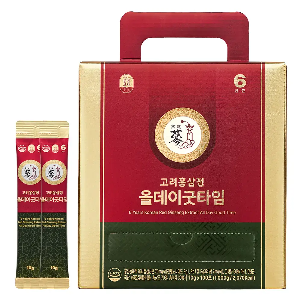 풍년보감 6년근 고려홍삼정 올데이굿타임 홍삼스틱 지함 10g x 100포