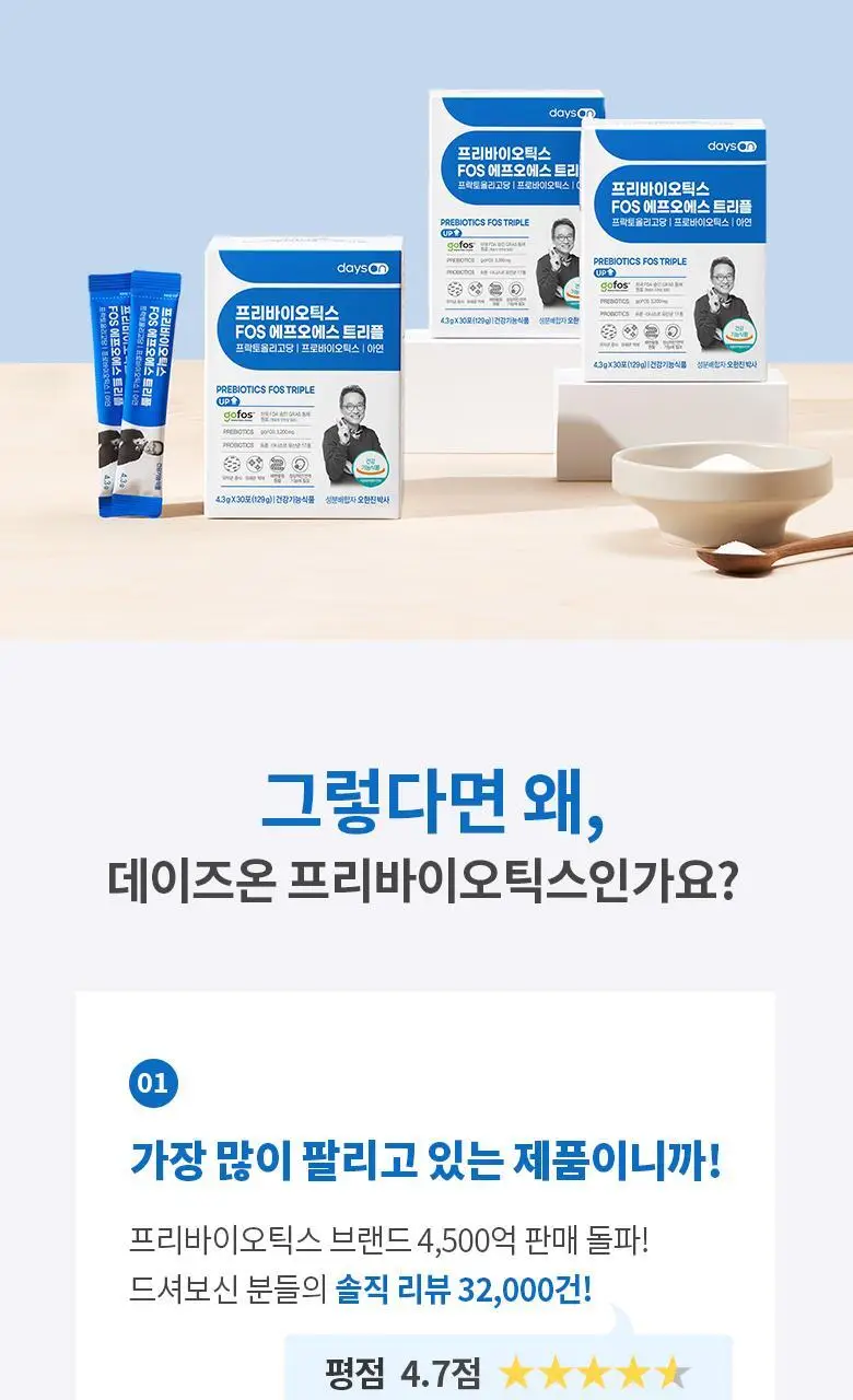 데이즈온 오한진 프리바이오틱스 FOS 트리플 30포 (1개월분) 상세페이지 8
