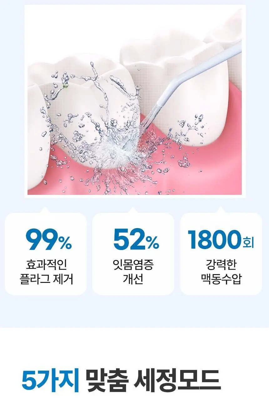 단미 클린픽 휴대용 구강세정기 300ml DA-CLS07Y 2종 택 1 (화이트/퍼플) 상세페이지 8