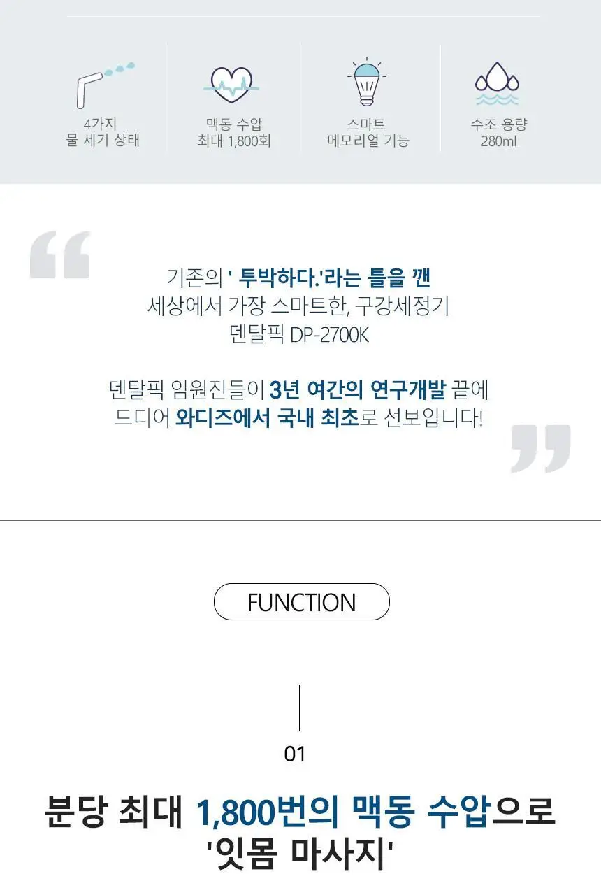 덴탈픽 휴대용 구강세정기 DP-2700K 상세페이지 6