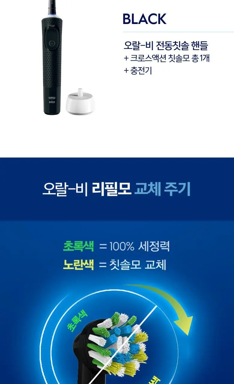 오랄-비 전동칫솔 D103 바이탈리티 프로 크로스액션 블랙 상세페이지 10