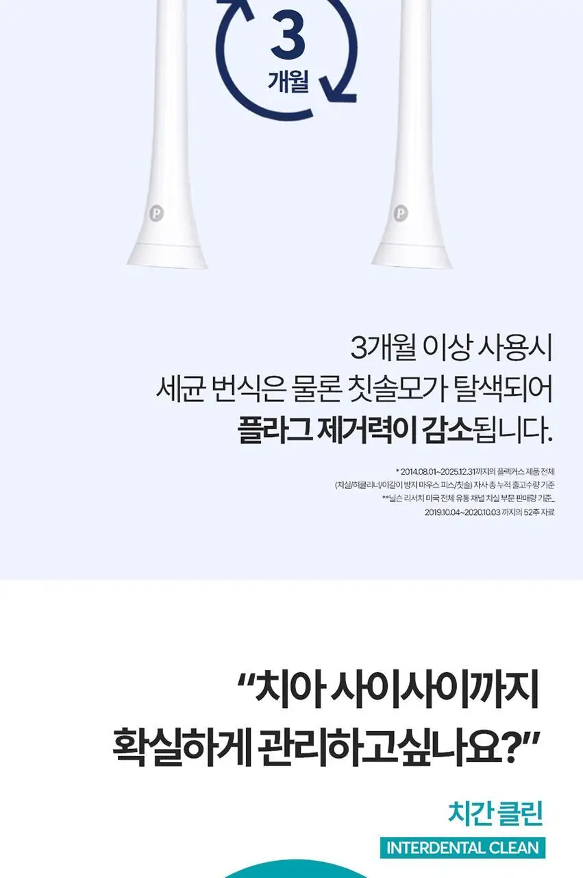 플랙커스 소닉 칫솔모 3종 중 택1 (프리미엄클린, 치간클린, 잇몸보호) 상세페이지 3