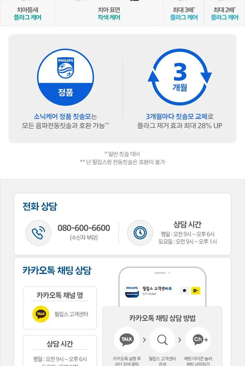 필립스 소닉케어 옵티멀 플라그 케어 칫솔모 HX9028/14 상세페이지 9