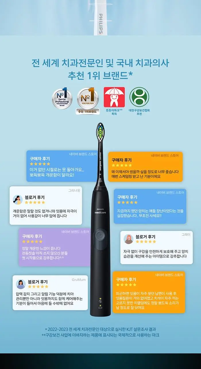 필립스 소닉케어 프로텍티브클린 4300 블랙에디션 전동칫솔 (HX6414/01) 상세페이지 6