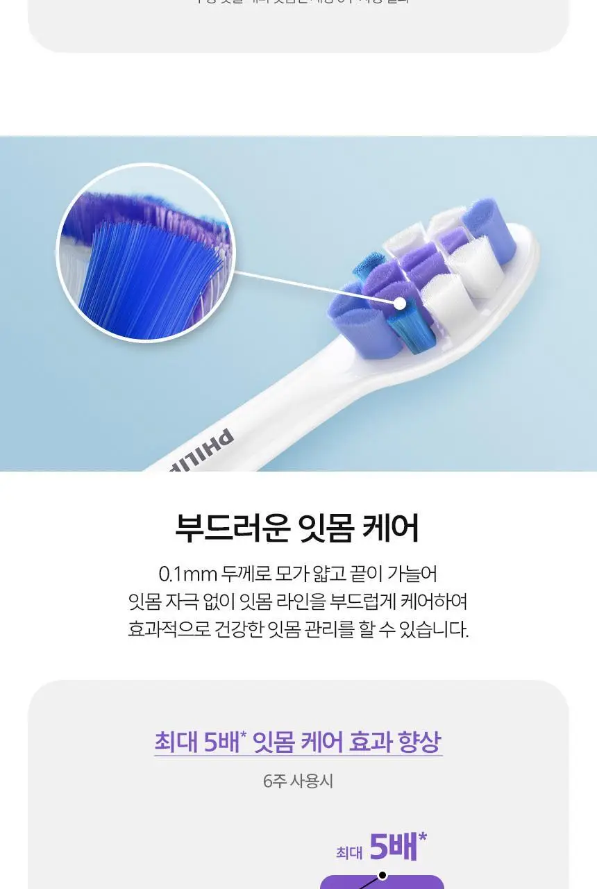 필립스 소닉케어 S2 센서티브 초미세모 칫솔모 (HX6052/93) 상세페이지 6