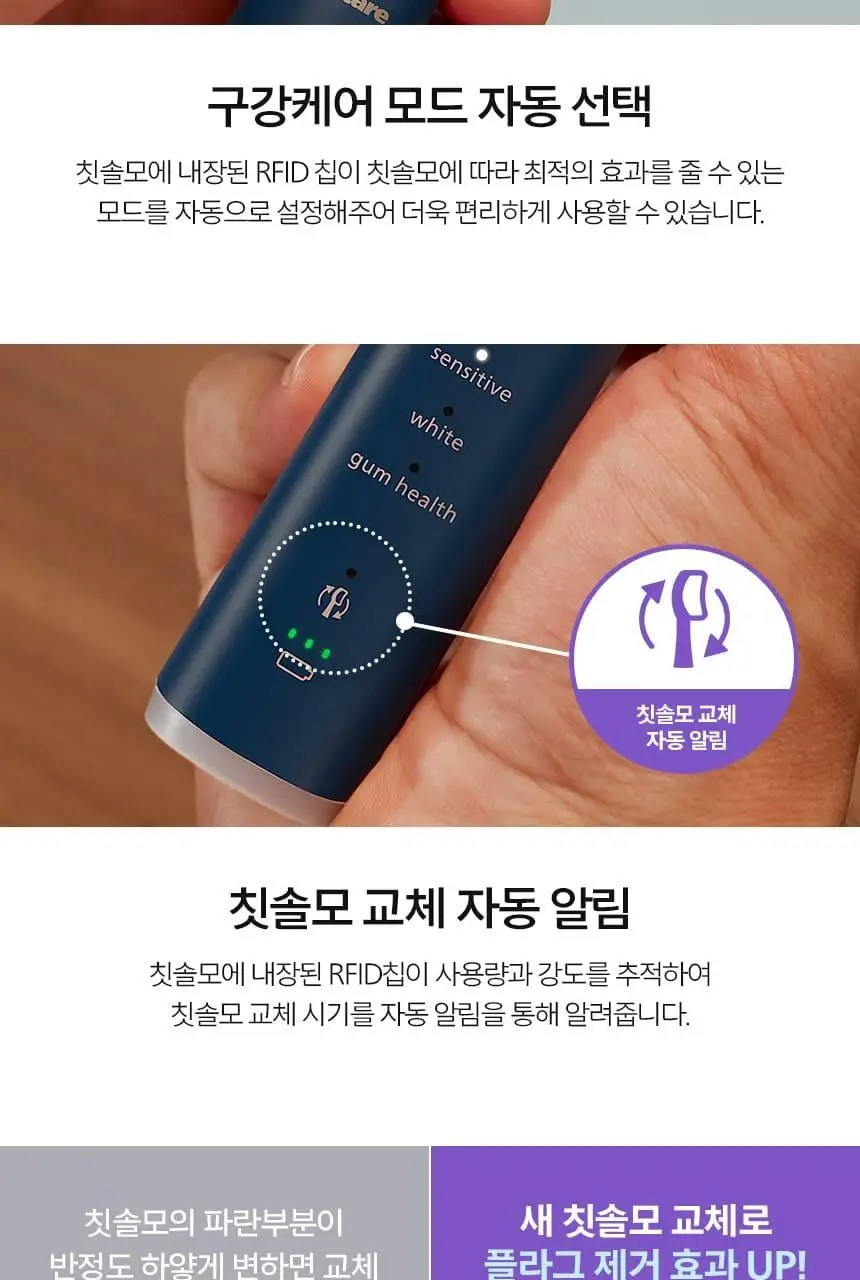 필립스 소닉케어 S2 센서티브 초미세모 칫솔모 HX6052/91 상세페이지 9