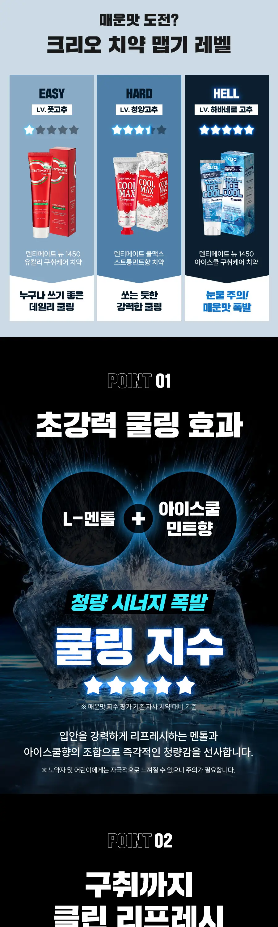 덴티메이트 1450 아이스쿨 치약 120g 3입 상세페이지 2