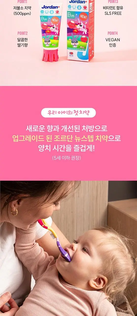 조르단 뉴스텝 1, 2 어린이 치약 90g 4종 상세페이지 2