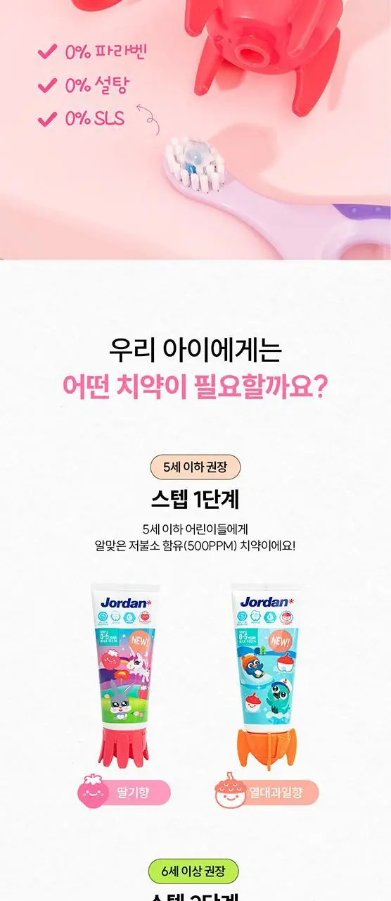 조르단 뉴스텝 1, 2 어린이 치약 90g 4종 상세페이지 9