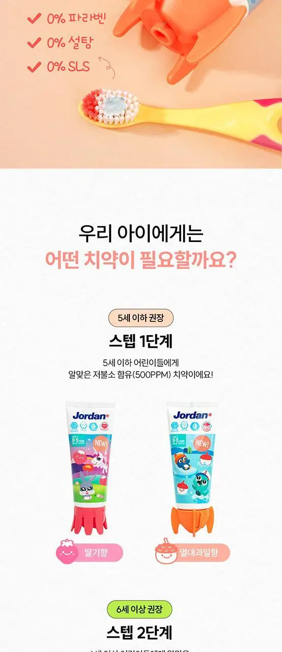 조르단 뉴스텝 1, 2 어린이 치약 90g 4종 상세페이지 21