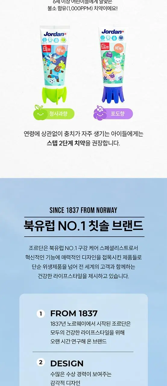 조르단 뉴스텝 1, 2 어린이 치약 90g 4종 상세페이지 22