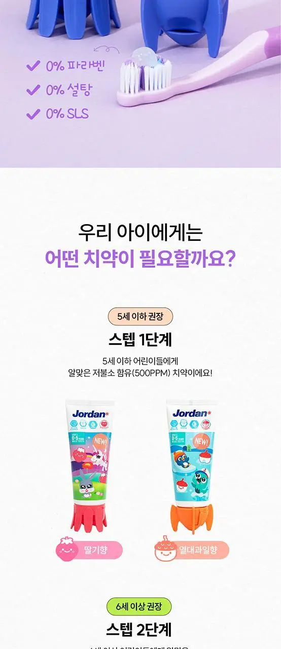 조르단 뉴스텝 1, 2 어린이 치약 90g 4종 상세페이지 33