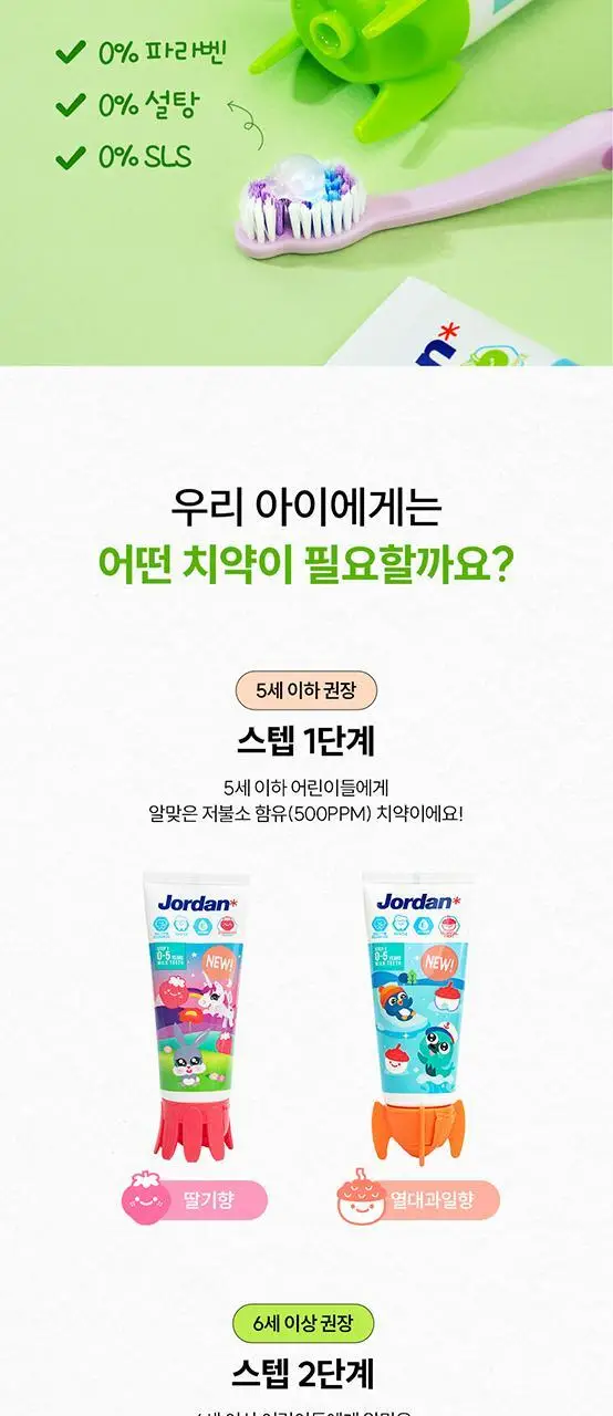 조르단 뉴스텝 2 어린이 치약 90g (청사과향)(온) 상세페이지 9