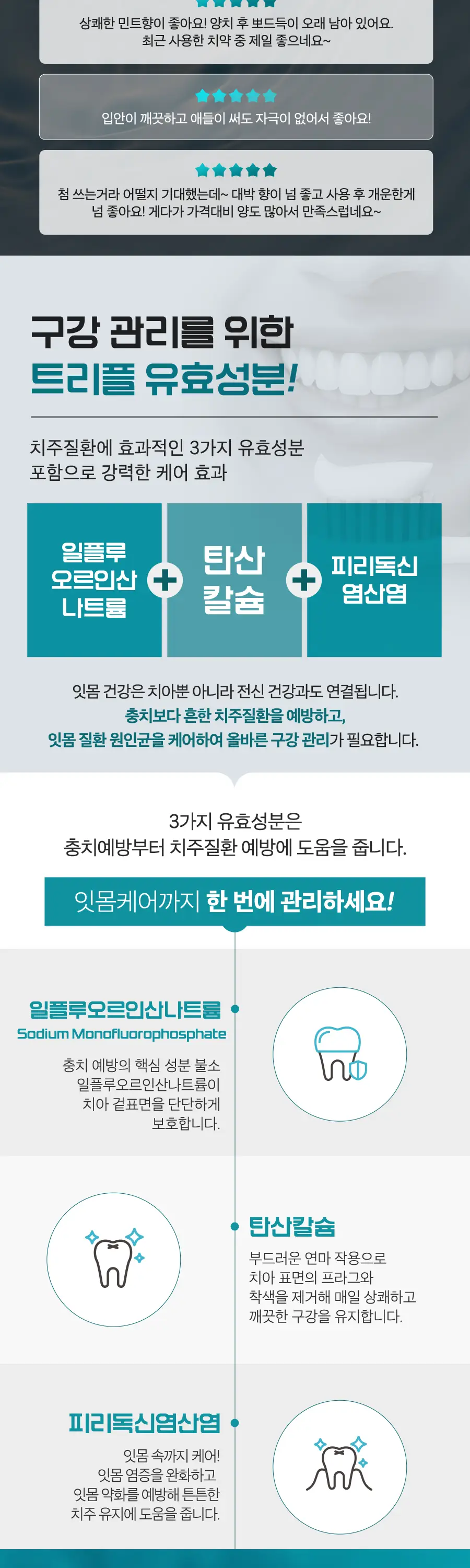크리오 덴티메이트 하이토탈케어 검 컨트롤 치약 150g 6개 상세페이지 3
