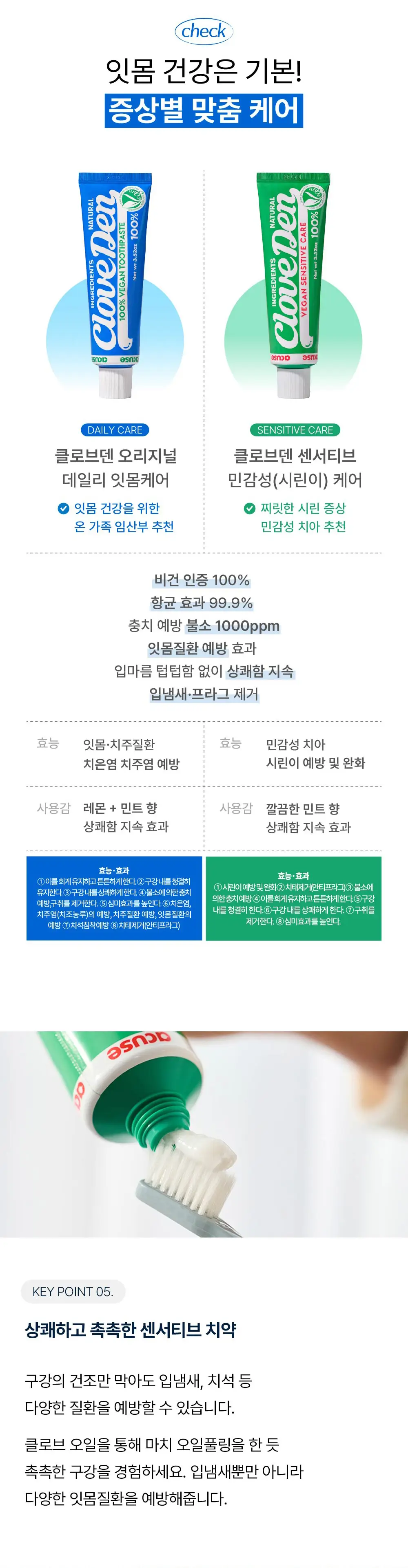 클로브덴 비건 혼합치약 100g 2종 택1(구취 케어/시린이 케어) 상세페이지 13