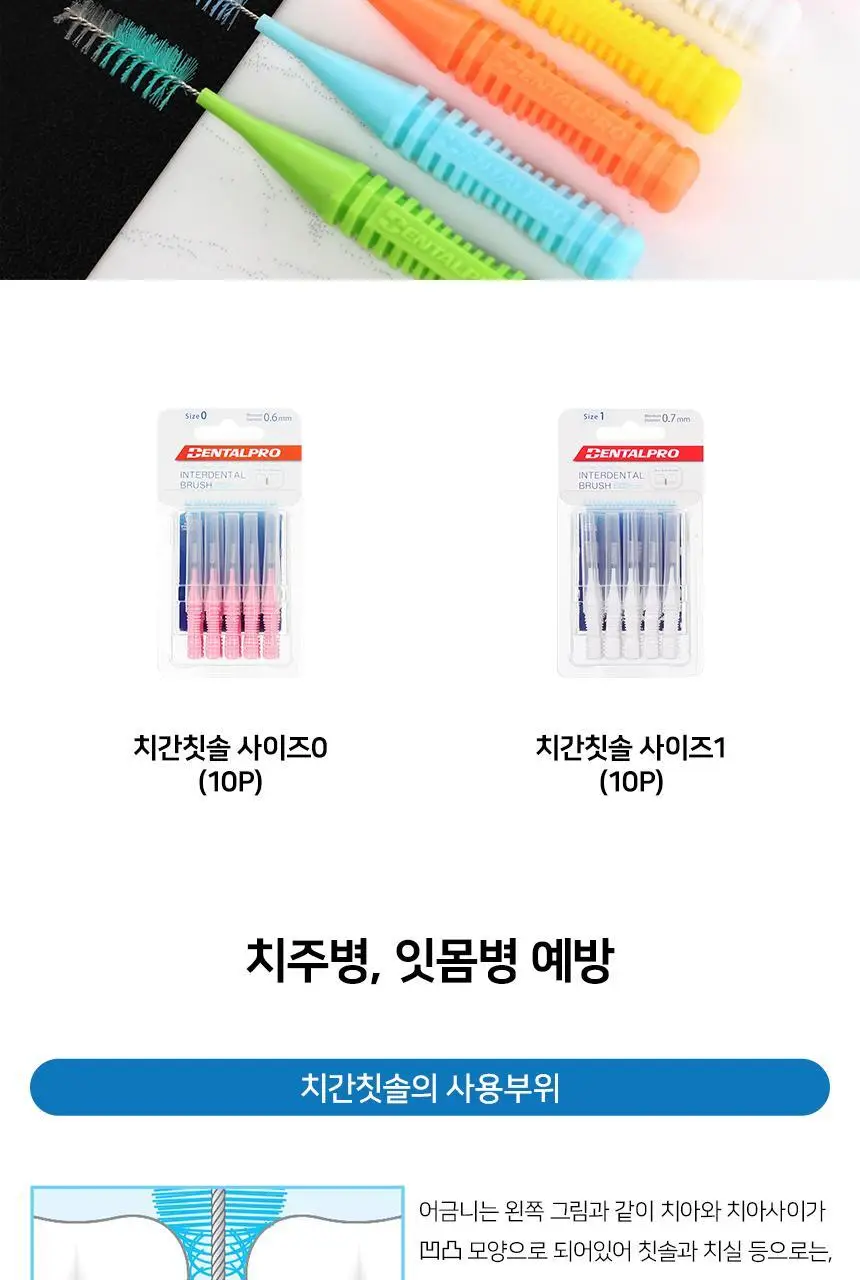 덴탈프로 치간칫솔 사이즈 0번 10P 상세페이지 3