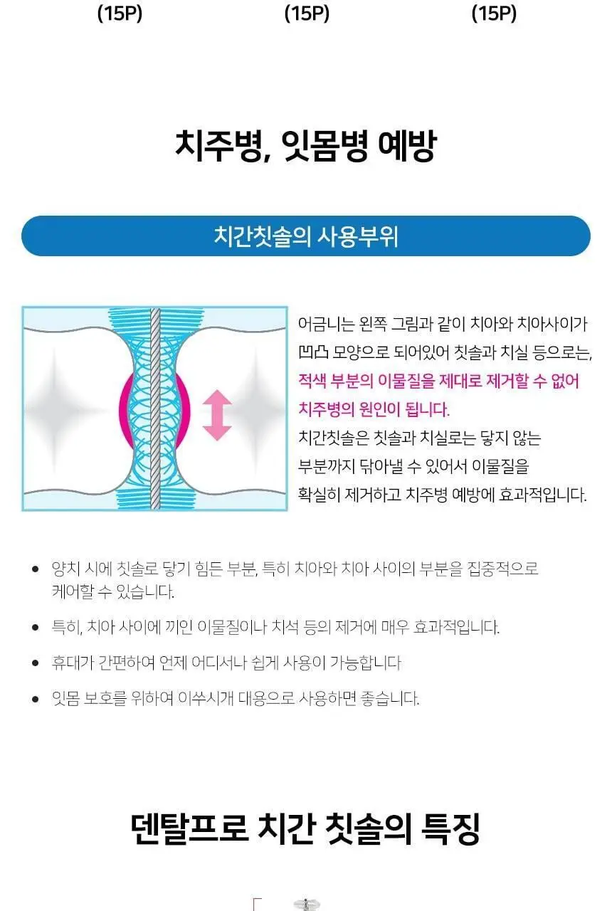 덴탈프로 치간칫솔 사이즈 1번 15P 상세페이지 4