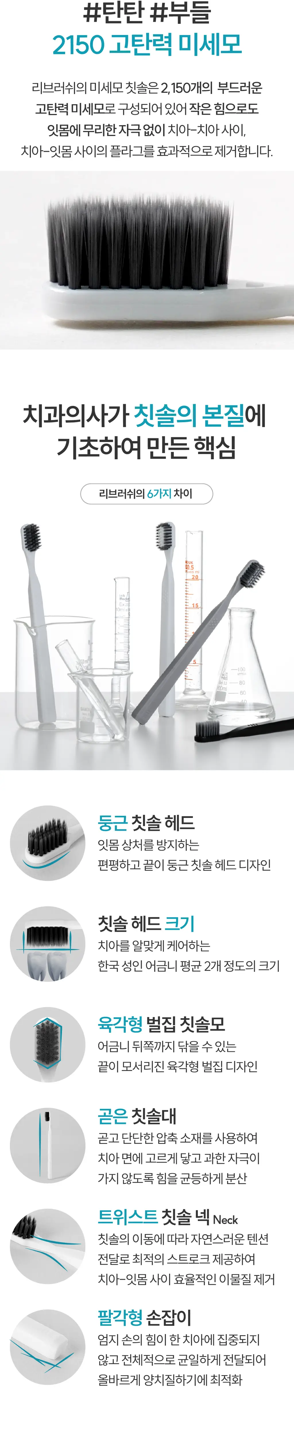 리브러쉬 프리미엄 치과 칫솔 미세모 2종 택1 상세페이지 4
