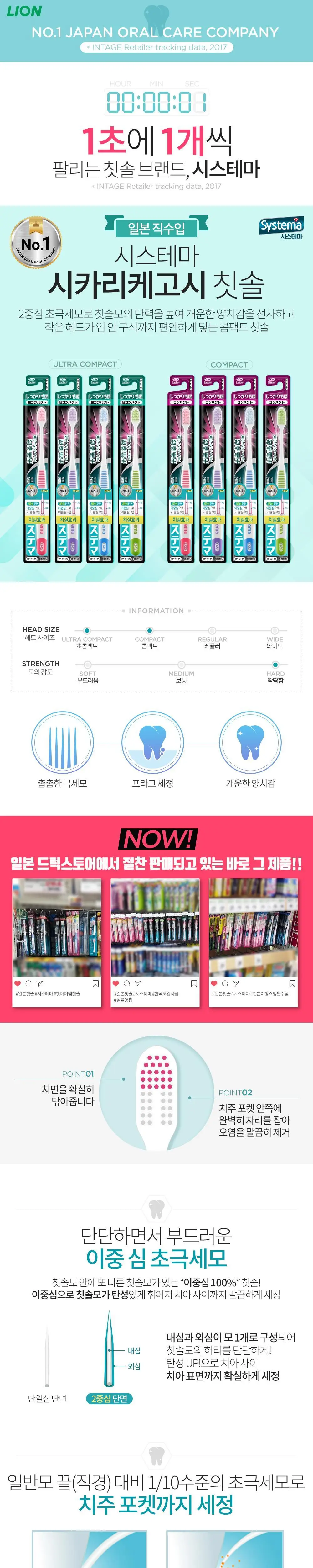 시스테마 시카리케고시 콤팩트하드칫솔1입 상세페이지 1