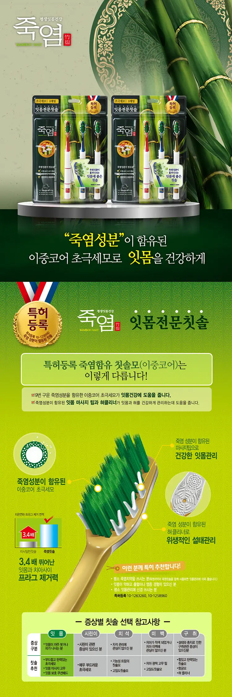 죽염칫솔 잇몸전문 초극세모 4입 상세페이지 1