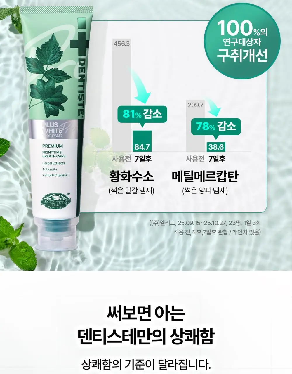 덴티스테 여행용세트 (플러스화이트 20g + 칫솔) 상세페이지 8