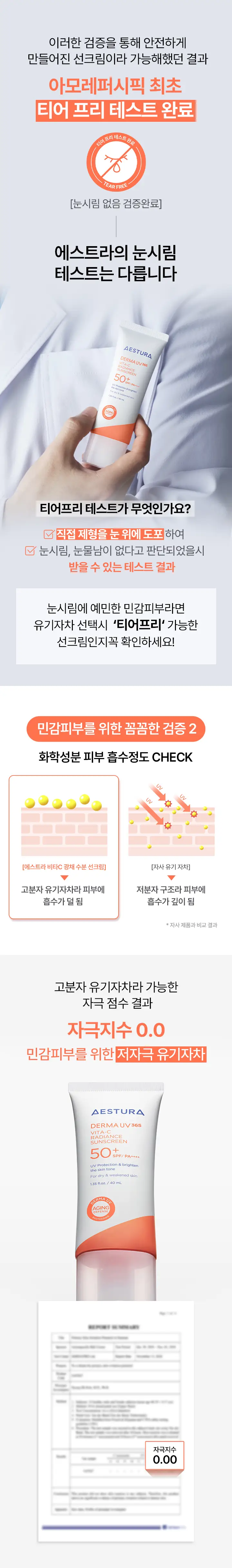 에스트라 더마UV365 비타C 광채수분 선크림 40ml 상세페이지 11